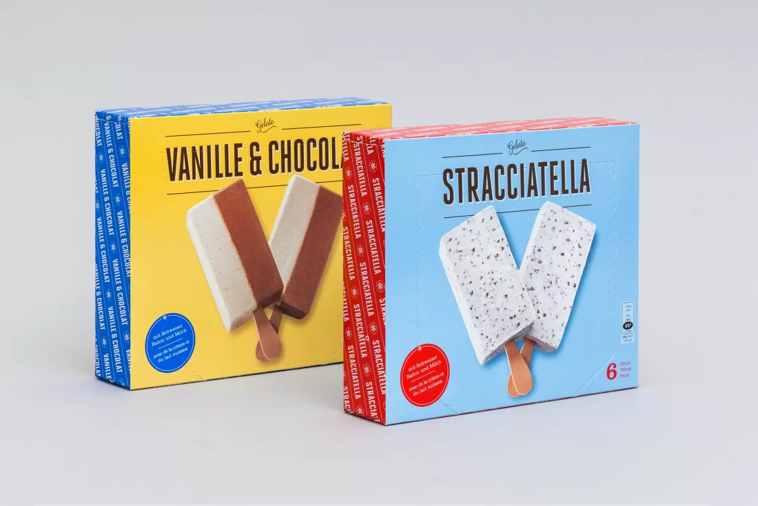 Packaging Design für Migros Blöckli Glacés